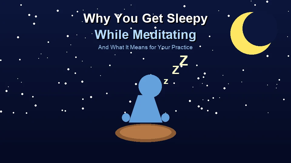 Person meditating under a starry night sky with sleep symbols — illustrating drowsiness during meditation